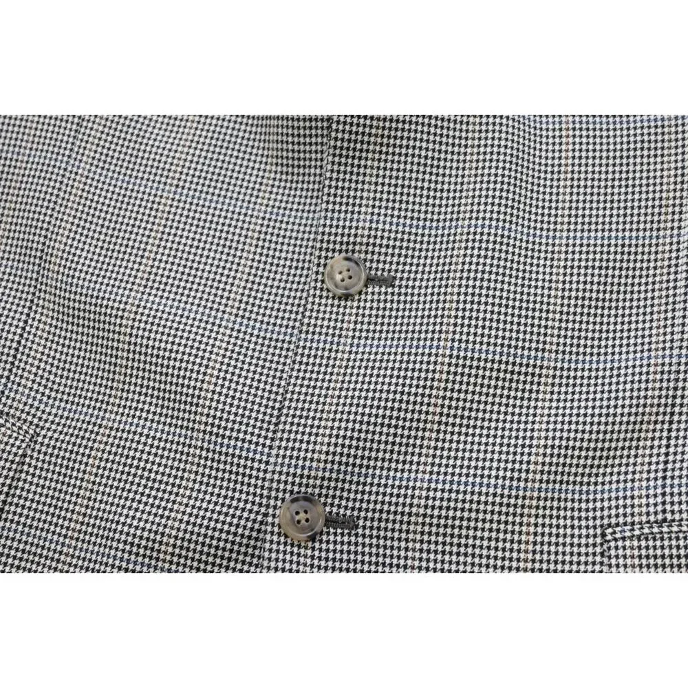 Jos A Bank Blazer Silk Wool Houndstooth 3 Button Sports Jacket Mens Size 43 Long